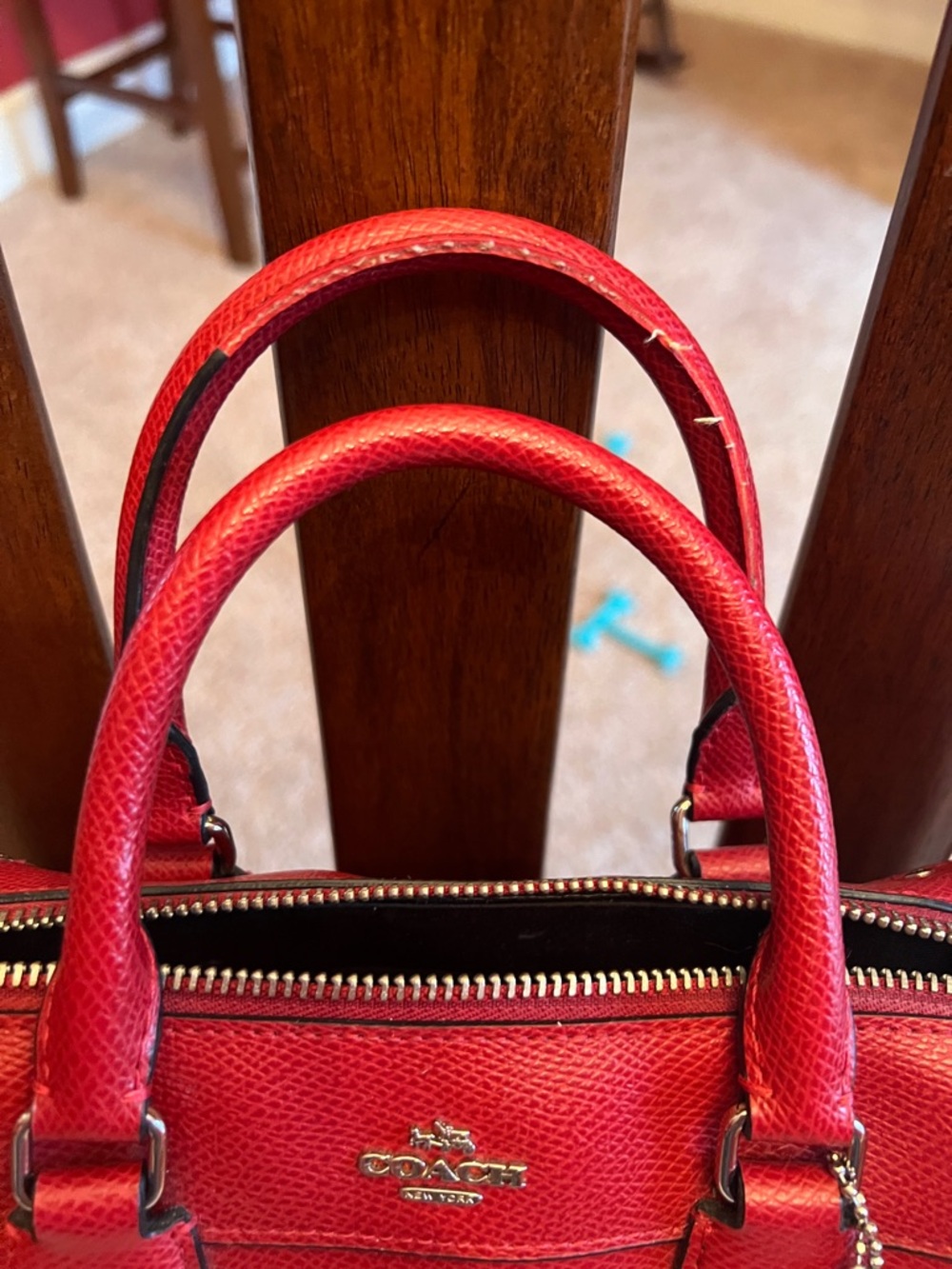 Coach Red Leather Satchel with Snoopy Sketch - Picture 8 of 8